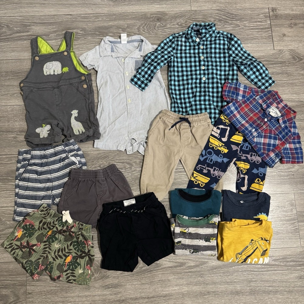 Free Planet 18 Months Baby Boy Long Sleeve Shirt Lot 14-Piece Many Brands Shorts